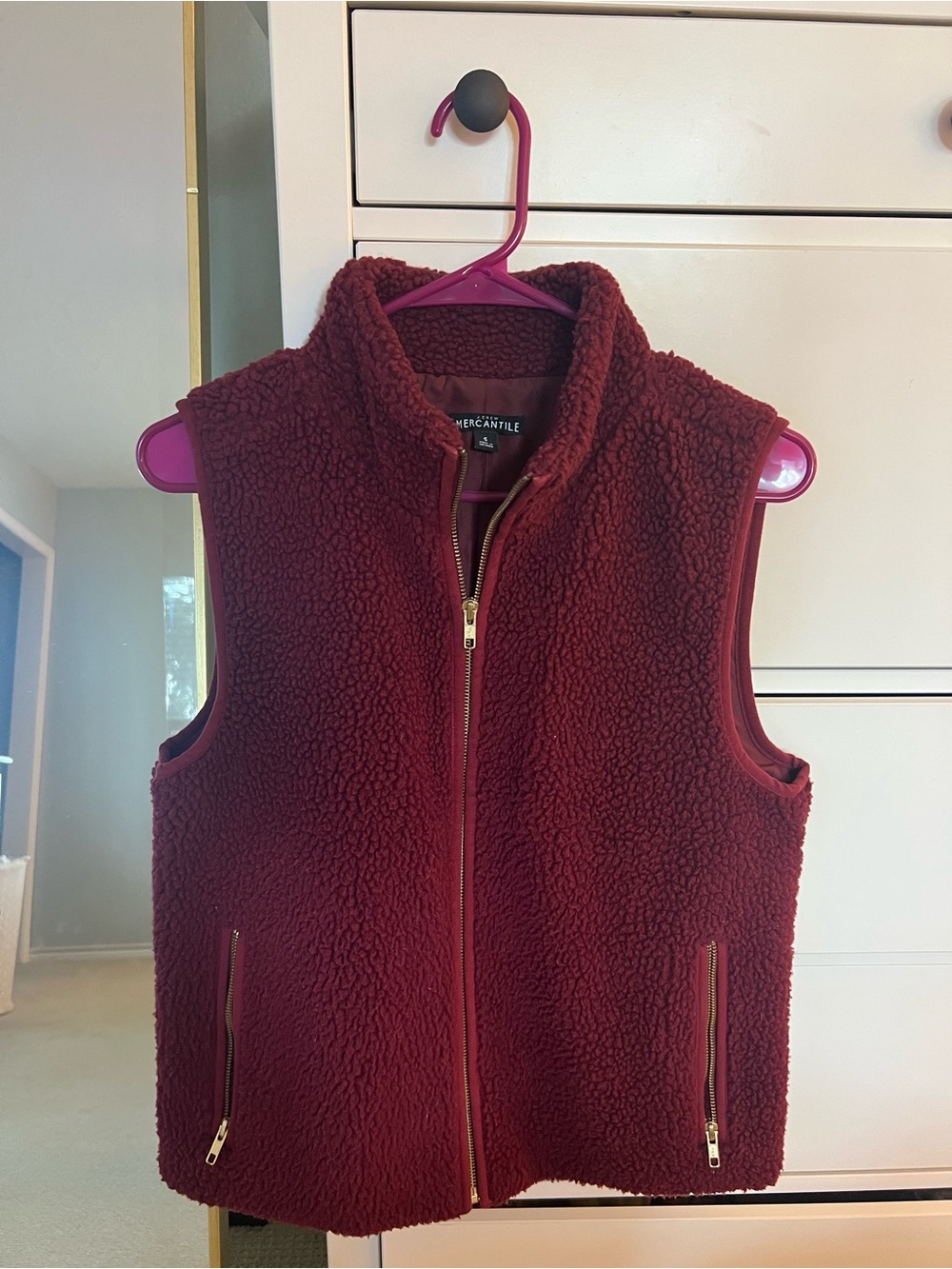 J. Crew Wine Red Sherpa Zip-Up Vest